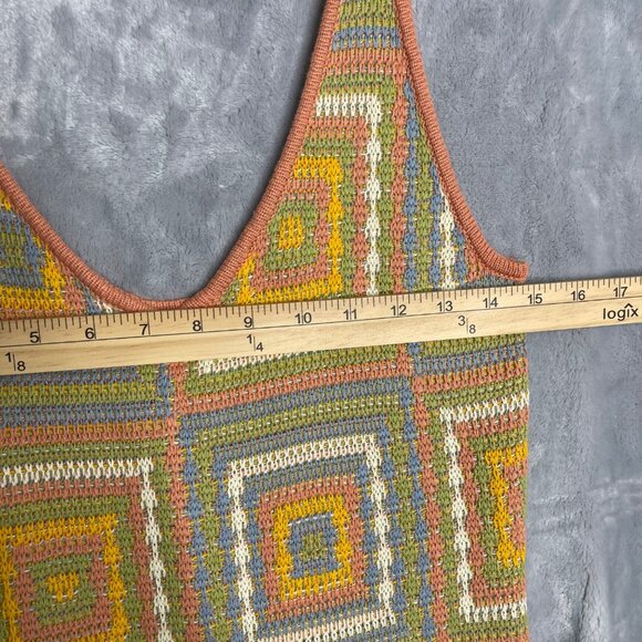 RVCA Squared Crochet Dress‎ Women's S Multi Color Fitted Bodycon Midi Knit - Picture 6 of 9